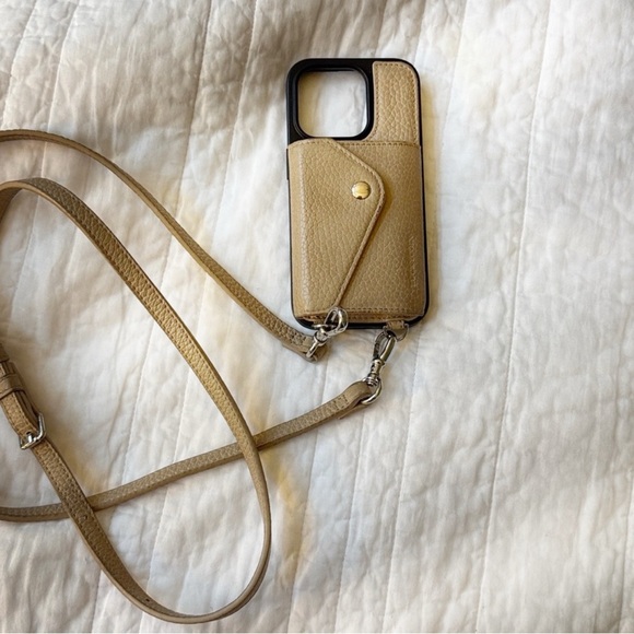 Tan Leather Cross Body I Phone 15pro Case with Strap AND a Clear phone case. - Picture 2 of 9
